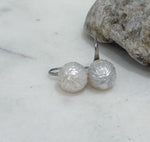 Elly’s 12mm Australian ocean White Carved Pearls Earrings High heel Hooks: Extreme luster Mirrored, S925 silver minimalist earrings. gift for her