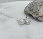 Elly’s 12mm Australian ocean White Carved Pearls Earrings High heel Hooks: Extreme luster Mirrored, S925 silver minimalist earrings. gift for her graduation