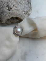 13.6mm Freshwater Edison cold white round pearl Ring:  Extreme luster mirrored, S925 silver adjustable ring. Pearl Jewelry Idea. gift for her