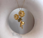 Elly’s 9.6mm South Sea deep Gold Pearl Sunflower Brooch Pendant 2in1: Extreme luster mirrored, 3.2x5cm, gift for her graduation
