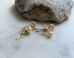 7mm Akoya ocean Golden pearls butterfly Bow earings no piercings: Extreme luster mirrored, s925 silver earrings. Pearl jewelry idea. office earrings