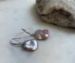 Freshwater Keshi pearls Earrings: Extreme luster mirrored, Rose Mint Iridescent, 15.5-16.3mm, S925 silver earrings hooks.Pearl Jewelry Idea.