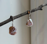 Freshwater Keshi pearls Earrings: Extreme luster mirrored, Rose Mint Iridescent, 15.5-16.3mm, S925 silver earrings hooks.Pearl Jewelry Idea.
