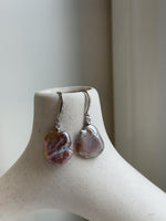 Freshwater Keshi pearls Earrings: Extreme luster mirrored, Rose Mint Iridescent, 15.5-16.3mm, S925 silver earrings hooks.Pearl Jewelry Idea.