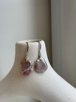 Freshwater Keshi pearls Earrings: Extreme luster mirrored, Rose Mint Iridescent, 15.5-16.3mm, S925 silver earrings hooks.Pearl Jewelry Idea.daily earrings