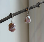 Freshwater Keshi pearls Earrings: Extreme luster mirrored, Rose Mint Iridescent, 15.5-16.3mm, S925 silver earrings hooks.Pearl Jewelry Idea.