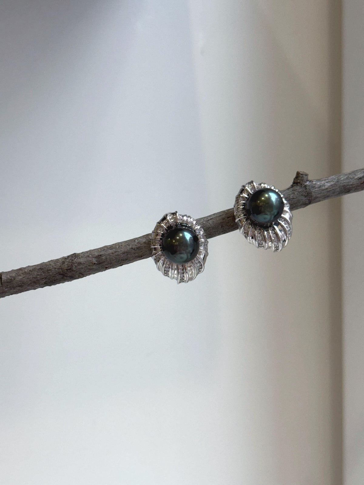 Elly’s 10.4mm Tahitian Peacock green ocean pearls earrings: Extreme luster mirrored, S925 silver fireworks earrings. Pearl jewelry. gift for her anniversary