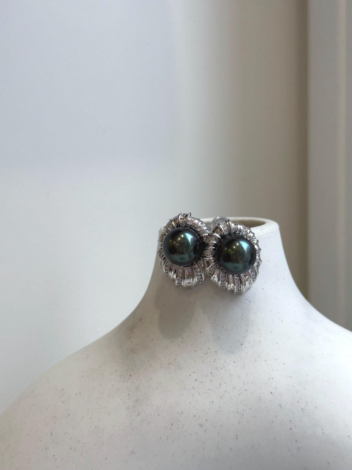 Elly’s 10.4mm Tahitian Peacock green ocean pearls earrings: Extreme luster mirrored, S925 silver fireworks earrings. Pearl jewelry. gift for her daily wear
