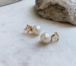 Elly’s 12.2mm Edison white Pearls Star Moon Earrings: Extreme luster Mirrored, 2.2cm high, S925 silver earrings. earrings for her birthday