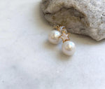 Elly’s 12.2mm Edison white Pearls Star Moon Earrings: Extreme luster Mirrored, 2.2cm high, S925 silver earrings.