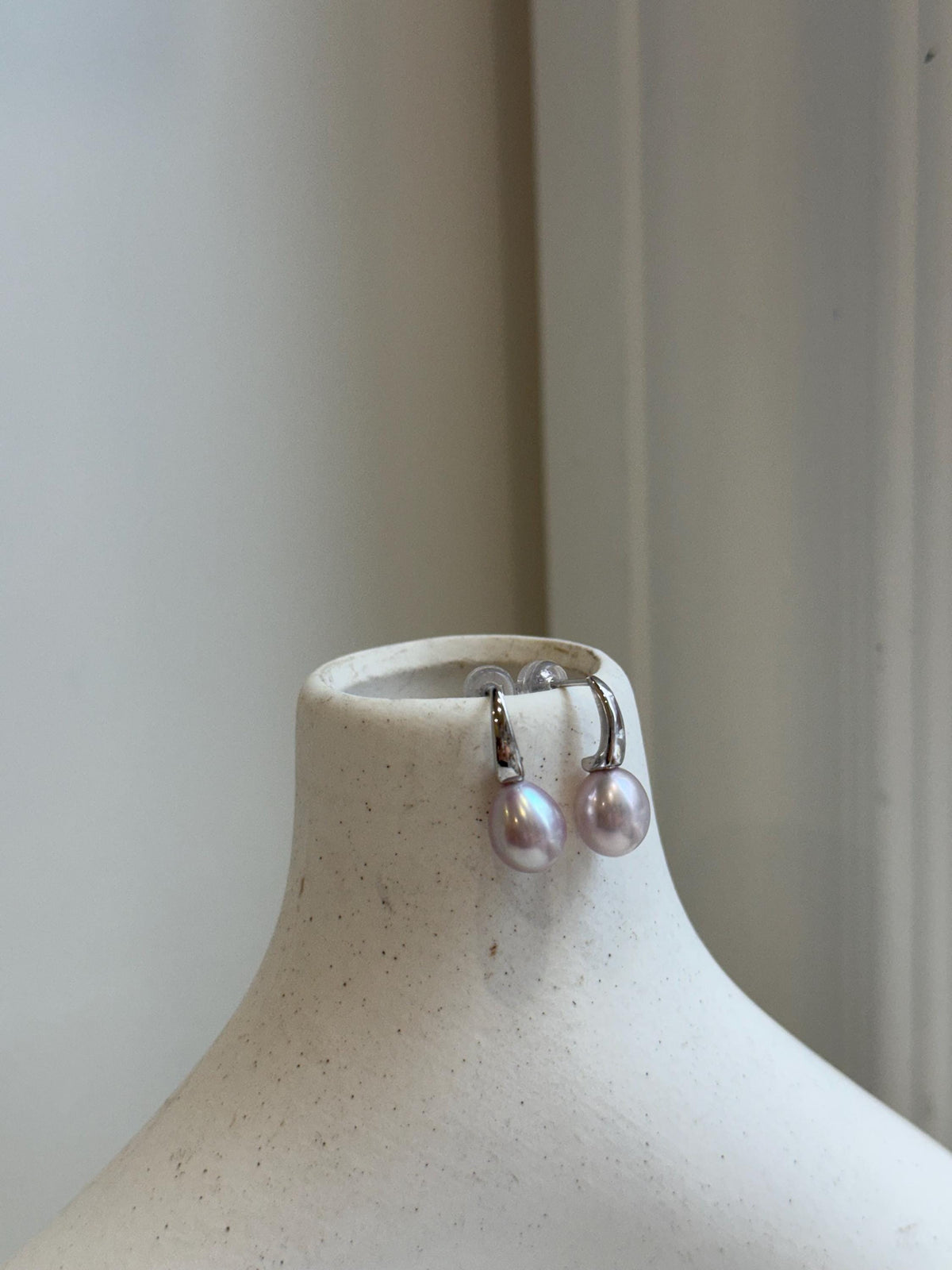 7.9mm Freshwater pearls Earrings: Extreme luster mirrored, Metallic rose lilac, 1.9cm high, S925 silver earrings.Pearl Jewelry Idea.gift for her daily wear