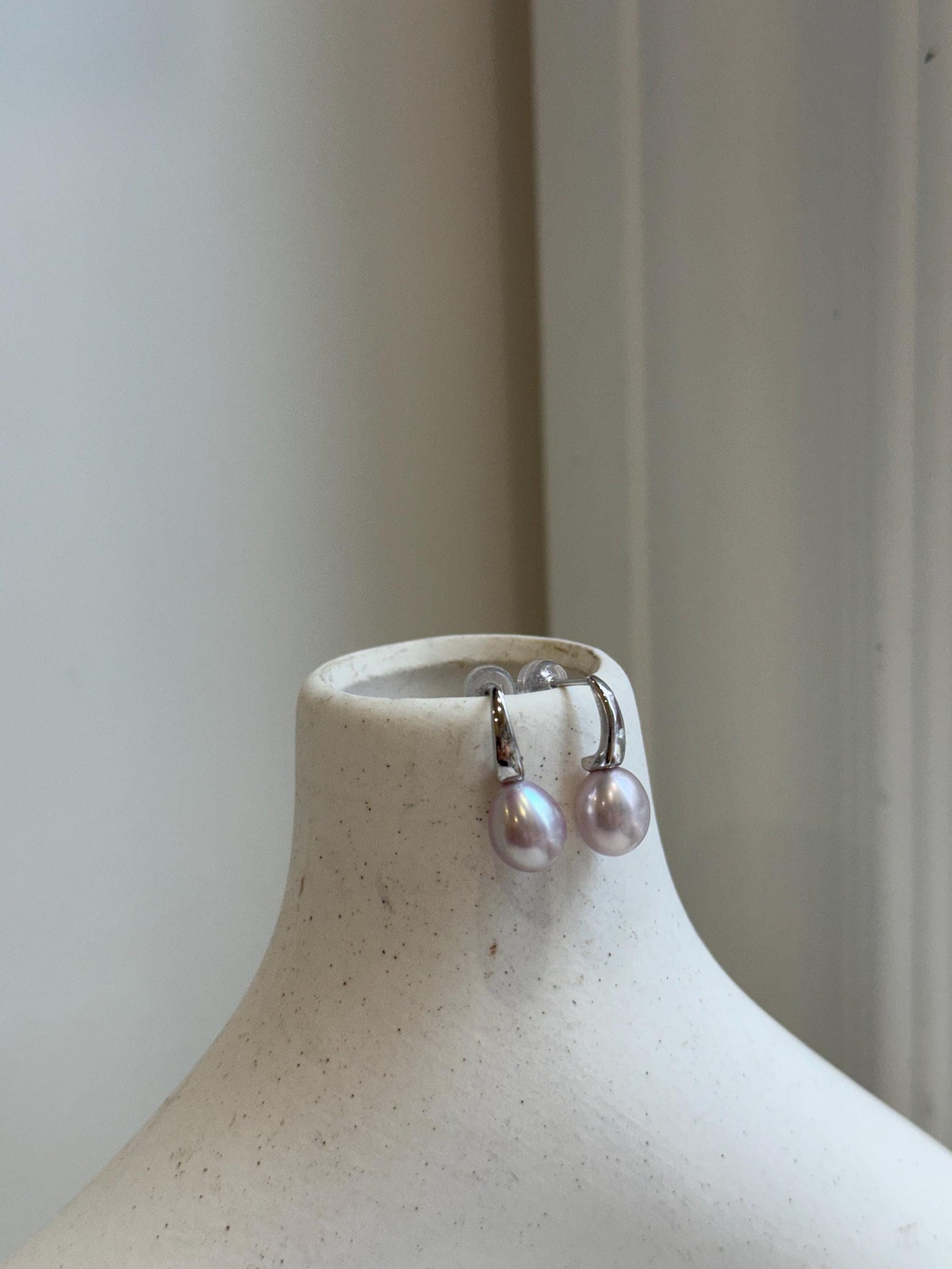 7.9mm Freshwater pearls Earrings: Extreme luster mirrored, Metallic rose lilac, 1.9cm high, S925 silver earrings.Pearl Jewelry Idea.gift for her daily wear
