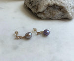 7.9mm Freshwater pearls Earrings: Extreme luster mirrored, Metallic rose lavender, 2.2cm high, S925 silver earrings.Pearl Jewelry Idea.