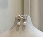 6.7-10.2mm Freshwater white Keshi pearls Earrings: Extreme luster mirrored, 2.2cm high, S925 silver earrings.Pearl Jewelry Idea.