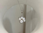 5pcs White Pearls Cat Paw pendant: Extreme luster mirrored, 3.2-5.9mm, S925 silver Cute pendant chain set. Pearl jewelry idea.