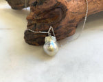 South sea golden baroque Pearl pendant: Extreme luster mirrored, silver golden pearl, 14.7x19.5mm, S925 silver cool pendant chain set. Gift for her