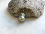South sea golden baroque Pearl pendant: Extreme luster mirrored, silver golden pearl, 14.7x19.5mm, S925 silver cool pendant chain set.