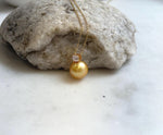 Elly’s 11mm South sea deep gold Pearl pendant: Extreme luster mirrored, 1.5cm high, S925 silver castle pendant chain set.