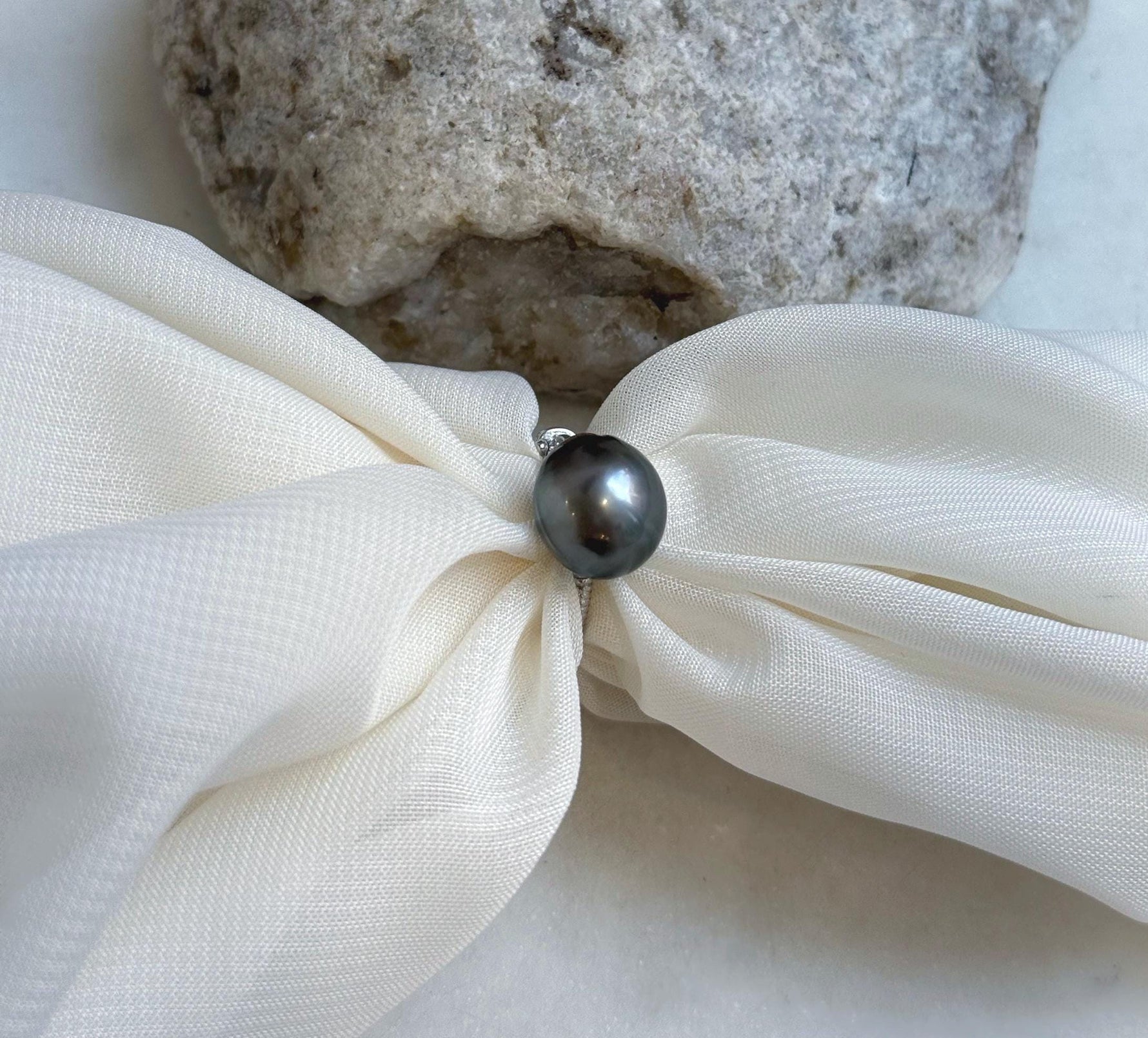 11.1x12.5mm Tahitian Ocean Platinum Pearl Ring: Extreme luster mirrored, S925 silver Minimalist adjustable Ring.Pearl Jewelry Idea