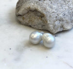 Elly’s Australian white baroque ocean Pearls minimalist earrings studs: Extreme luster, To 16.9mm, s925 silver earrings Studs. gift for her holiday