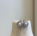 Elly’s 7.7mm Akoya ocean Blue silver pearls earings: Extreme luster mirrored, 1.2x1.2cm, s925 silver earrings. Pearl jewelry idea.