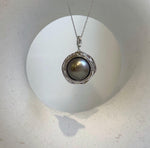 Elly’s 15.2mm Rare Huge Tahitian platinum Ocean Pearl pendant: Strong luster, S925 silver pendant chain set. Pearl jewelry idea. gift for her
