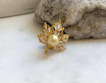 Elly’s South sea golden pearl Maple Leaf Small brooch: Extreme luster mirrored, 9mm, ultra gold pearl 2x2.1cm. Pearl jewelry idea