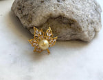 Elly’s South sea golden pearl Maple Leaf Small brooch: Extreme luster mirrored, 9mm, ultra gold pearl 2x2.1cm. Pearl jewelry idea