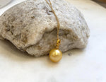 Elly’s Au750 18K Gold 11.4mm South Sea Deep Golden Ocean Pearl Pendant: Extreme luster mirrored, real gold pendant with diamond 0.01ct.  gift for her holiday