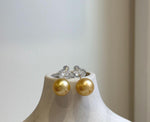 Elly’s Au750 18K Gold 11.1mm South sea deep golden Pearls Earrings Studs: Extreme luster mirrored, 18k gold minimalist earrings. gift for her party