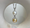 Double Australian ocean white South sea ultra gold ocean pearls cool Pendant: Strong luster, 11.7-12.9mm, 6.2cm high, S925 silver pendant.