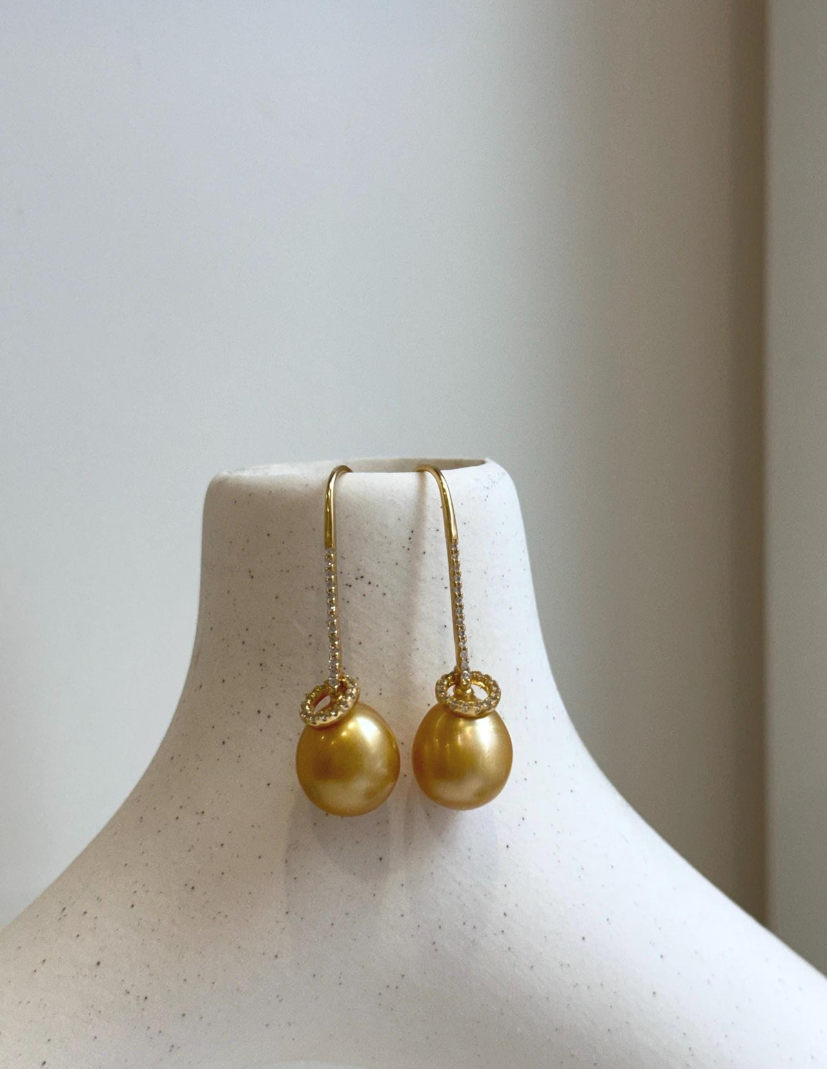 Elly’s 10.9mm Genius South sea deep gold ocean Pearls Earrings hooks: Extreme luster, 3.7cm, S925 silver w/gold plated earrings hooks. gift for her anniversary