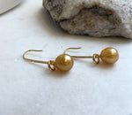 Elly’s 10.9mm Genius South sea deep gold ocean Pearls Earrings hooks: Extreme luster, 3.7cm, S925 silver w/gold plated earrings hooks. gift for her holiday
