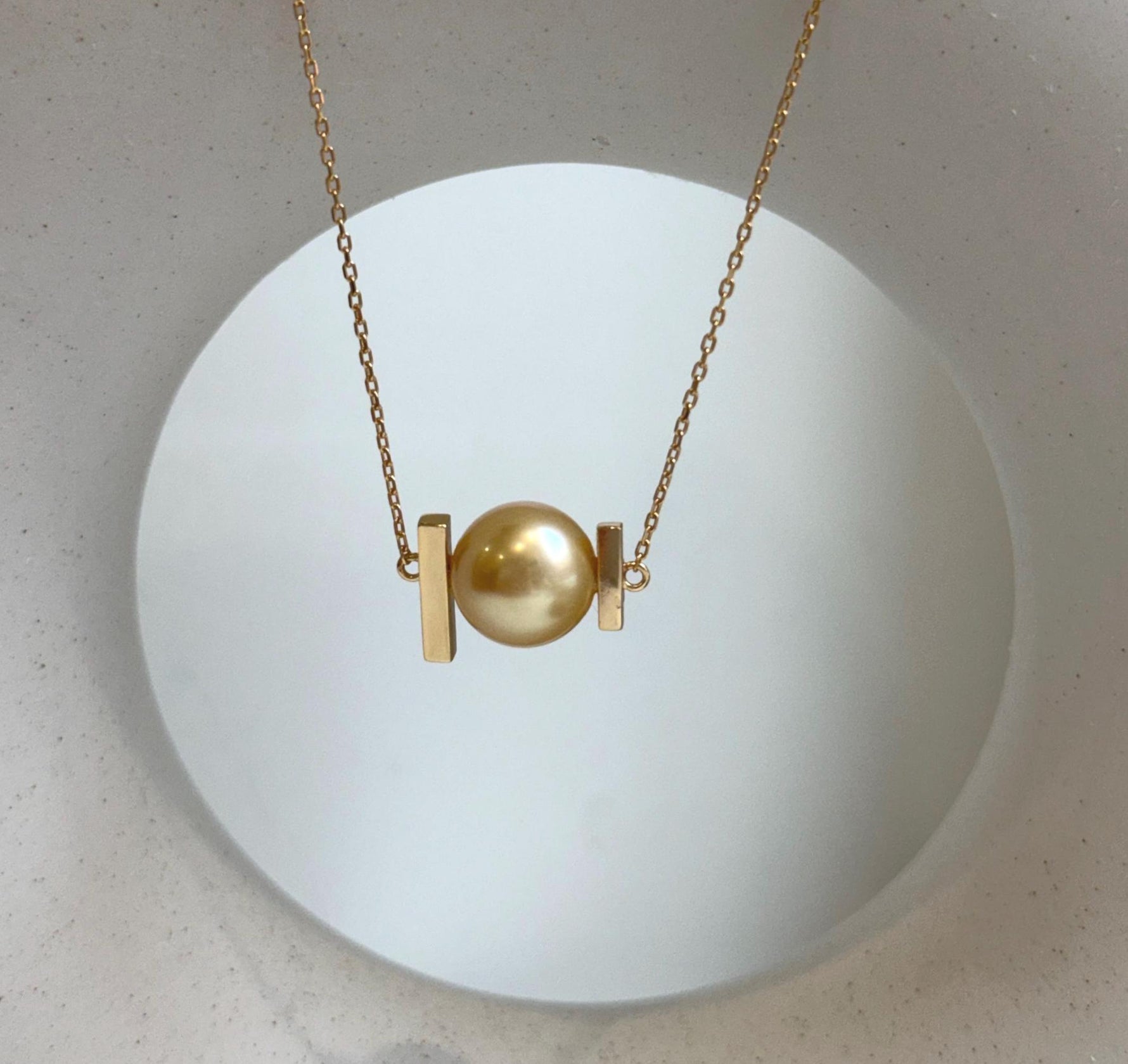 Elly’s 11.3mm South Sea ultra Golden Ocean Pearl Pendant necklace set: Extreme luster mirrored, s925 silver chain set.gift for her holiday