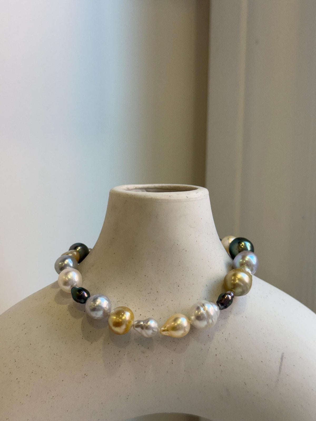 Elly’s Multicolor Ocean Pearls Bracelet: 21pcs South Sea Golden White Tahitian Akoya Pearls, Extreme luster, 3.8-9.5mm, 7.7” knot, gift for her