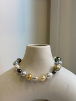 Elly’s Multicolor Ocean Pearls Bracelet: 21pcs South Sea Golden White Tahitian Akoya Pearls, Extreme luster, 3.8-9.5mm, 7.7” knot, gift for her