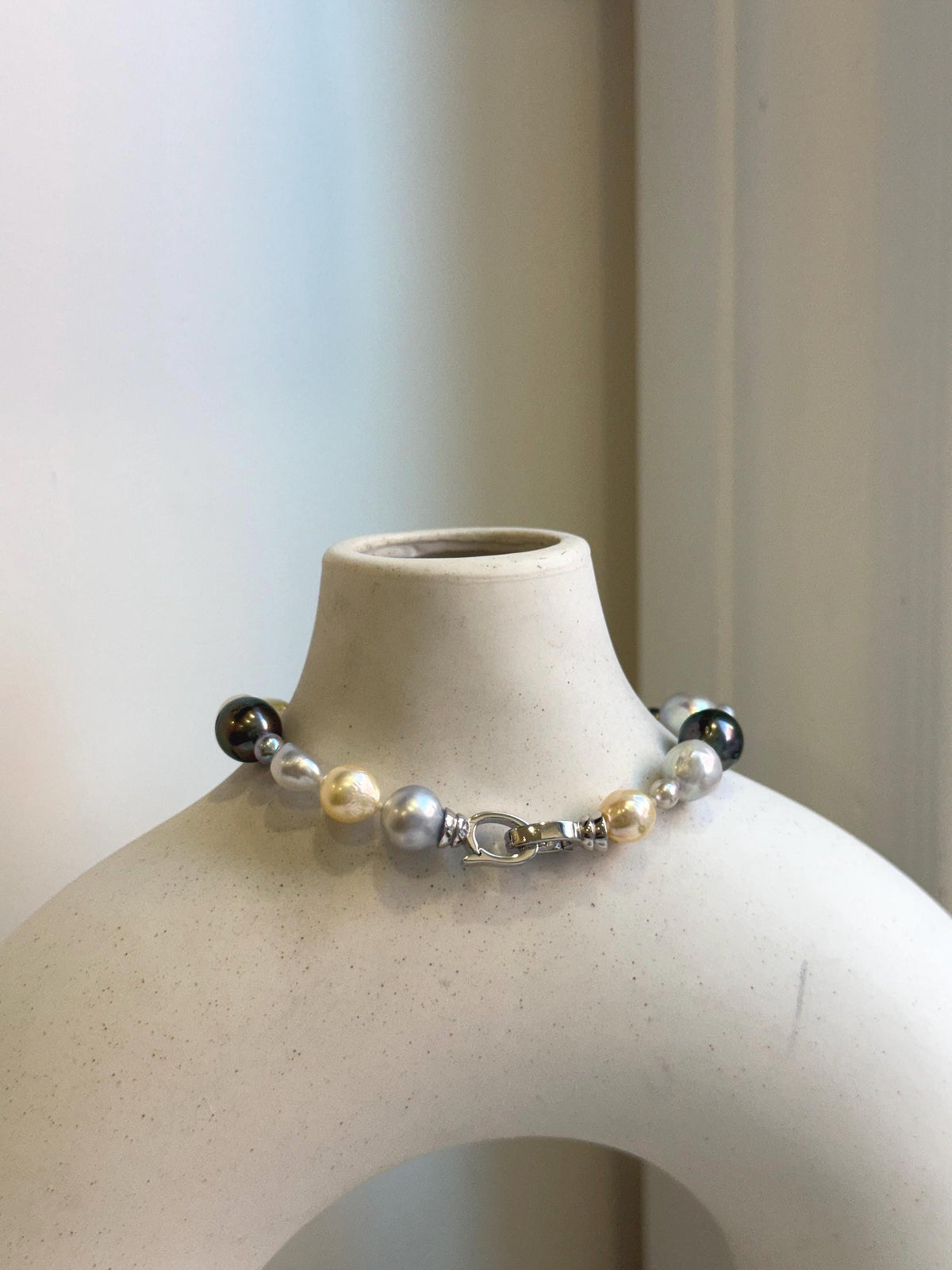 Elly’s Multicolor Ocean Pearls Bracelet: 21pcs South Sea Golden White Tahitian Akoya Pearls, Extreme luster, 3.8-9.6mm, 7.8” knot, gift for her holiday bracelet