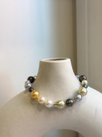 Elly’s Multicolor Ocean Pearls Bracelet: 21pcs South Sea Golden White Tahitian Akoya Pearls, Extreme luster, 3.8-9.6mm, 7.8” knot, gift for her pearl jewelry