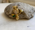 Elly’s South sea deep golden ocean pearl Owl brooch pendant 2in1: Extreme luster mirrored, 8.6mm, s925 silver chain not included. gift for her daily brooch