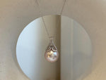 Elly’s 13.6mm Edison rose Pearl mermaid tail Pendant: Extreme luster mirrored, s925 silver pendant necklace set.Pearl jewelry idea. gift for her birthday