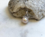 Elly’s 13.6mm Edison rose Pearl mermaid tail Pendant: Extreme luster mirrored, s925 silver pendant necklace set.Pearl jewelry idea. gift for her