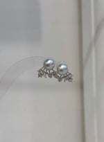 Elly’s Set of 8.4mm Akoya Ocean Pearls Earrings Studs and Jacket: Extreme luster Mirrored, S925 silver Earrings jacket and studs.gift for her