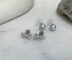 Elly’s Set of 8.4mm Akoya Ocean Pearls Earrings Studs and Jacket: Extreme luster Mirrored, S925 silver Earrings jacket and studs.