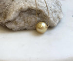 Au750 18k Gold 12.3mm South Sea golden Ocean Pearl Floating pendants:Extreme luster mirrored, ultra gold pearl, S925 silver chain included.