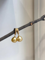 Elly’s 12.4mm South sea ultra golden ocean Pearls Earrings hoops: Extreme luster mirrored, 3cm high, S925 silver cool earrings hoops. gift for her