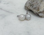 Elly’s 12mm Australian ocean White Carved Pearls Earrings High heel Hooks: Extreme luster Mirrored, S925 silver minimalist earrings. gift for her office wear