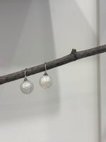 Elly’s 12mm Australian ocean White Carved Pearls Earrings High heel Hooks: Extreme luster Mirrored, S925 silver minimalist earrings. gift for her
