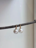 Elly’s 14.4mm White Edison Pearls High heel Earrings Hooks: Extreme luster Mirrored, 2.6cm high, S925 silver earrings hooks. gift for her anniversary