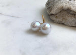 Elly’s 14.4mm White Edison Pearls High heel Earrings Hooks: Extreme luster Mirrored, 2.6cm high, S925 silver earrings hooks. gift for her daily wear