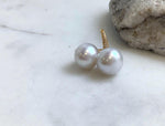 Elly’s 14.4mm White Edison Pearls High heel Earrings Hooks: Extreme luster Mirrored, 2.6cm high, S925 silver earrings hooks. gift for her